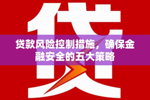 加查贷款风险控制措施，确保金融安全的五大策略