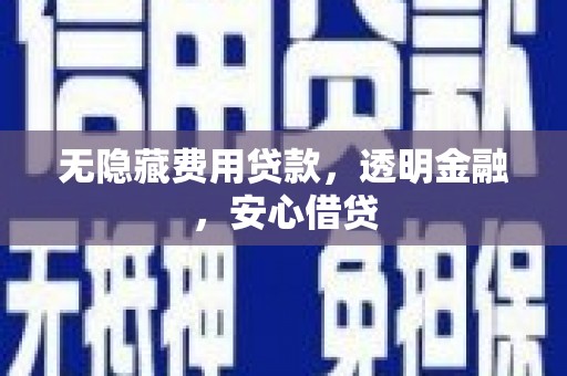 加查无隐藏费用贷款，透明金融，安心借贷